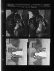 Two girls in the snow; Snowman (4 Negatives (January 20, 1955) [Sleeve 38, Folder b, Box 6]